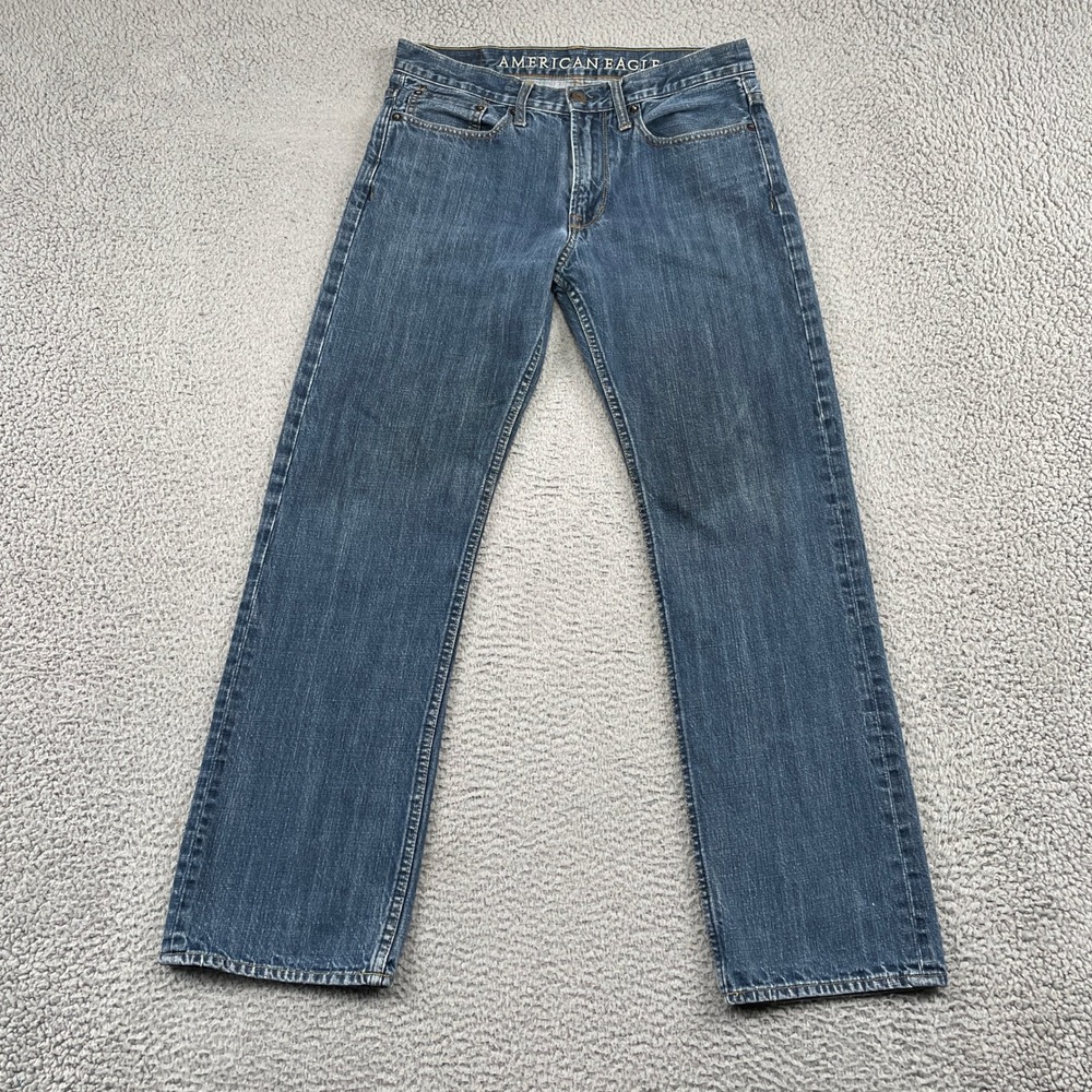 Y2K American Eagle Jeans Mens 31x32 Blue Relaxed Fit Straight Leg Denim Cotton